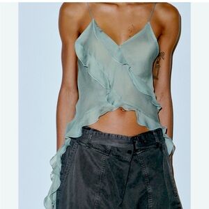 Zara semi sheer camisole tank blouse small new